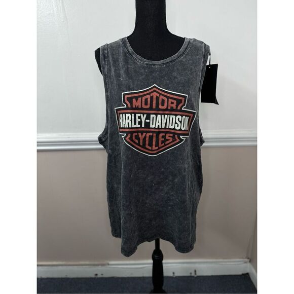 NWT Harley-Davidson Dark Grey Knit Muscle Tank Top Vintage Wash Size 2XL - Picture 1 of 9
